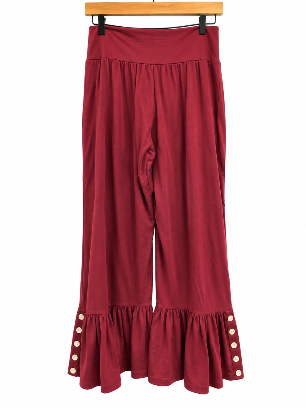 Matilda Jane Character Counts Burgundy Ruffle Flare Pants with Button Detail